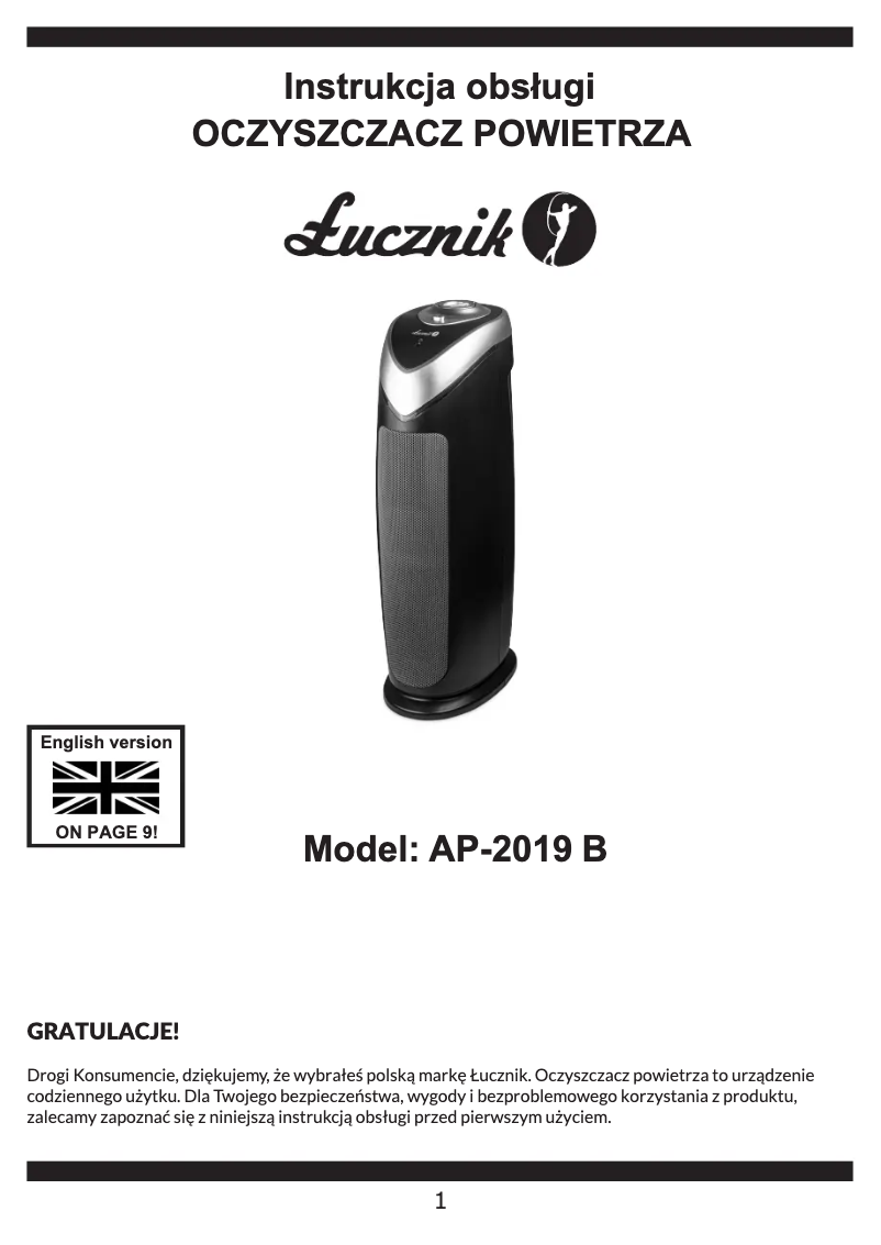 Page 1 de la notice Manuel utilisateur Łucznik AP-2019 B