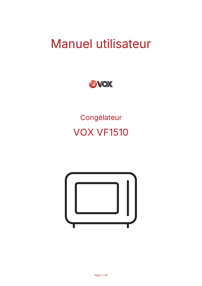 Page n°1 - Manuel utilisateur VOX VF1510