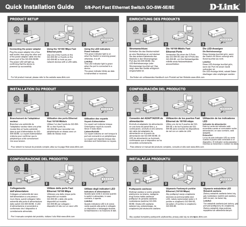 Page 1 de la notice Manuel utilisateur D-Link GO-SW-5E