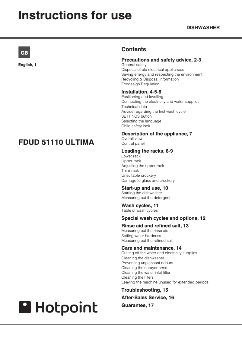 Image de la première page du manuel de l'appareil FDUD51110P
