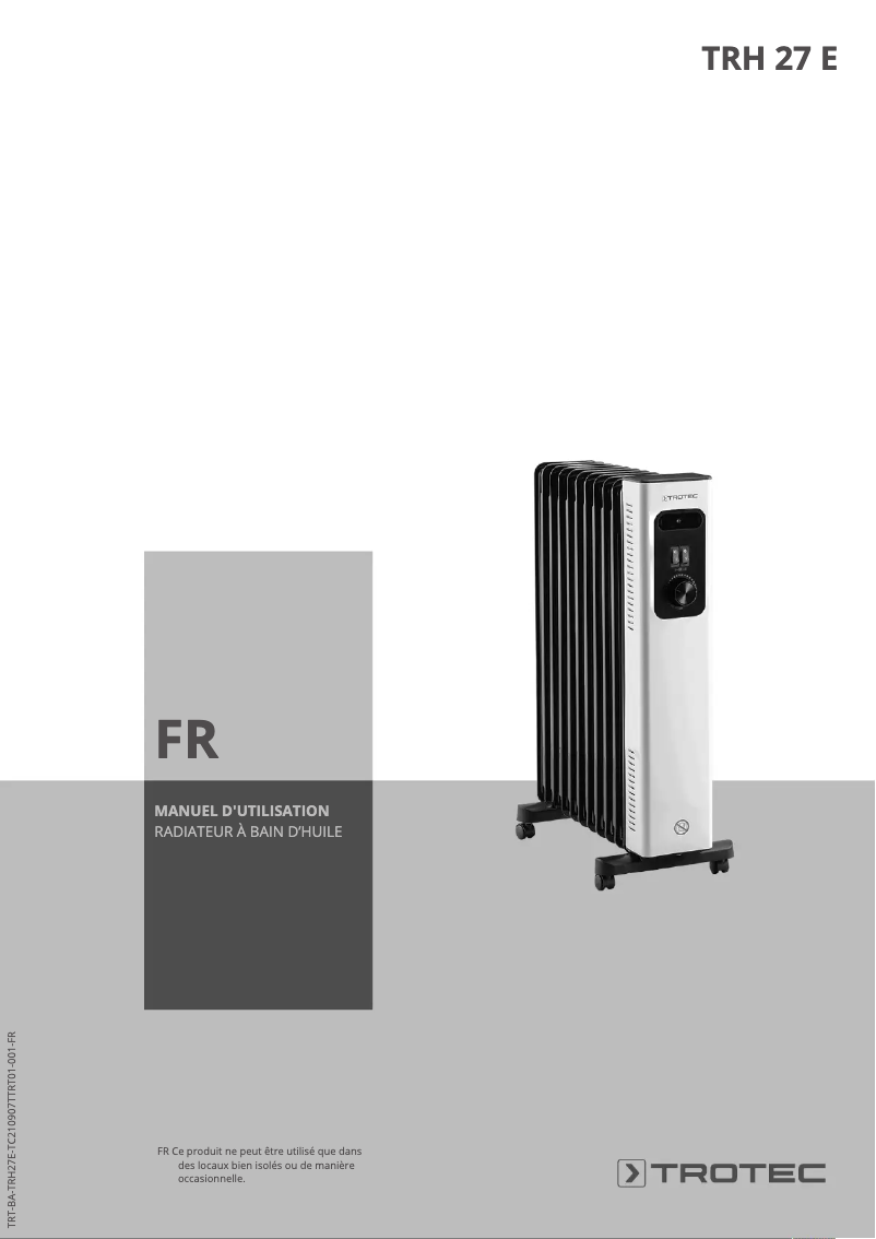 Page 1 de la notice Manuel utilisateur Trotec TRH 27 E