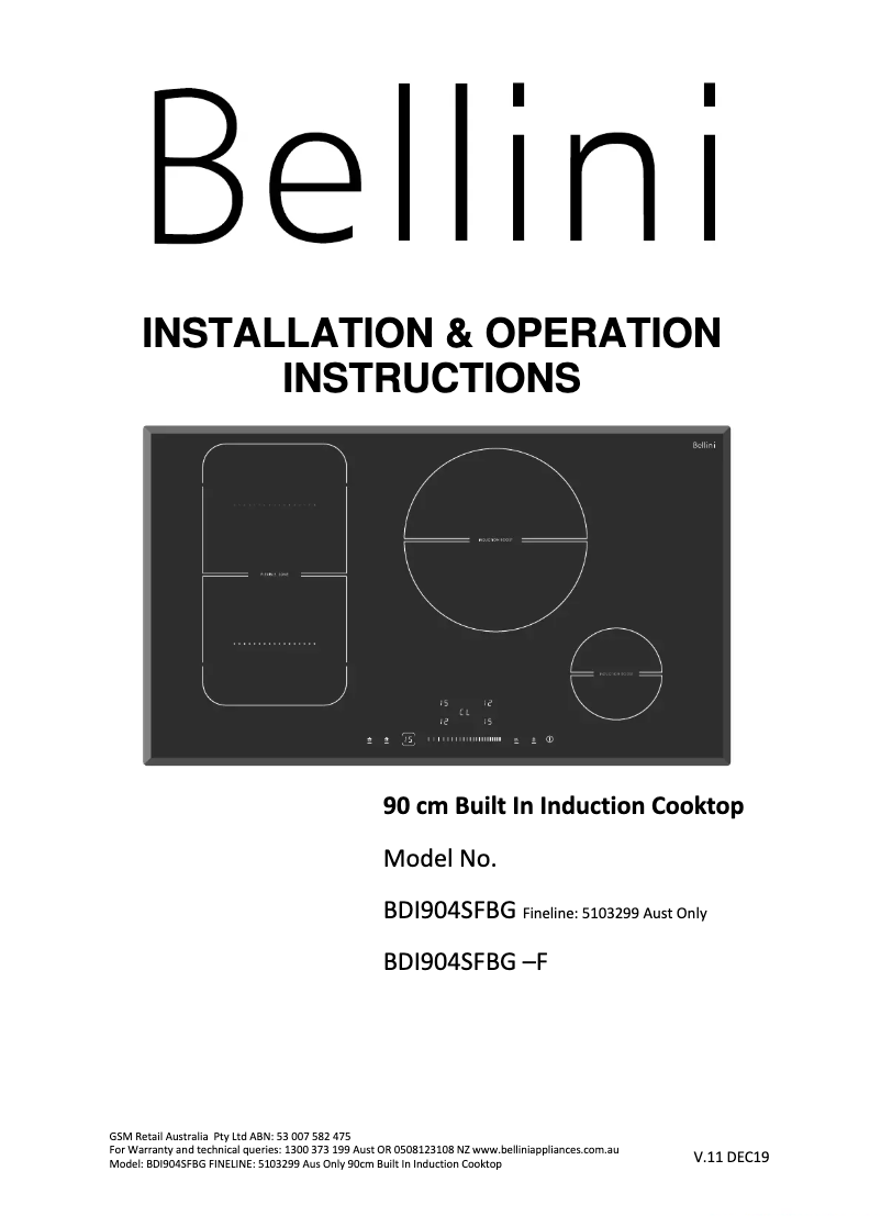 Page 1 de la notice Manuel utilisateur Bellini BDI904SFBG