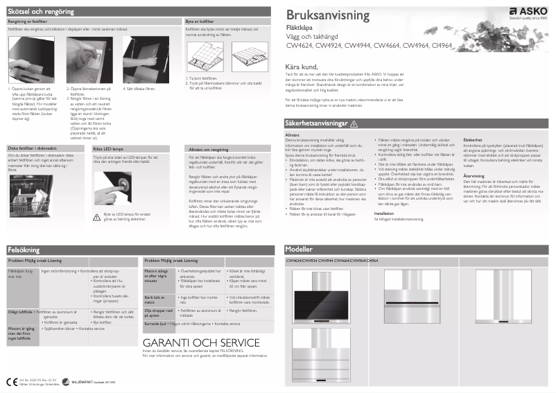 Page n°1 - Manuel utilisateur Asko CW4664