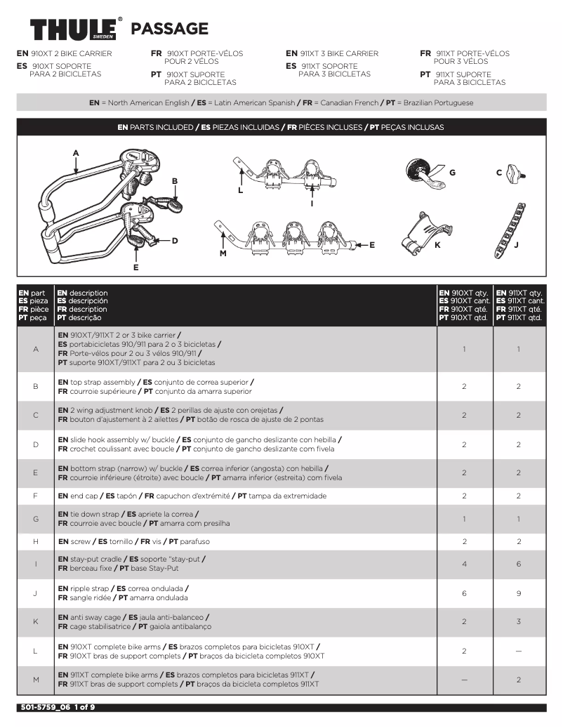 Page n°1 - Manuel utilisateur Thule Passage 2