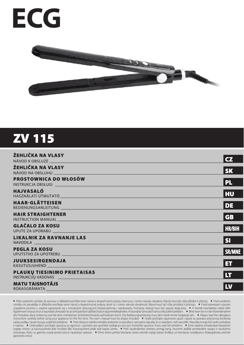 Page 1 de la notice Manuel utilisateur ECG ZV 115