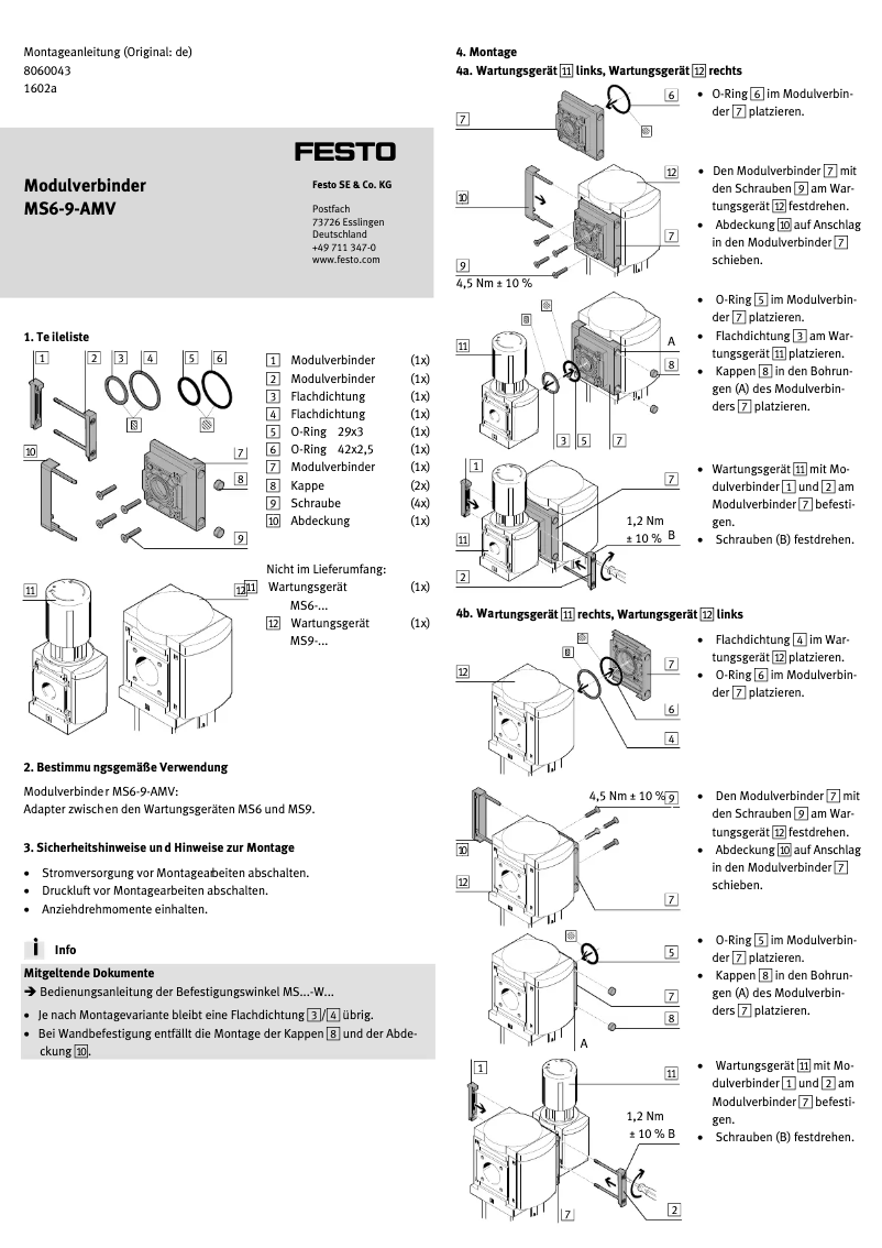 Page 1 de la notice Manuel utilisateur Festo MS6-9-AMV