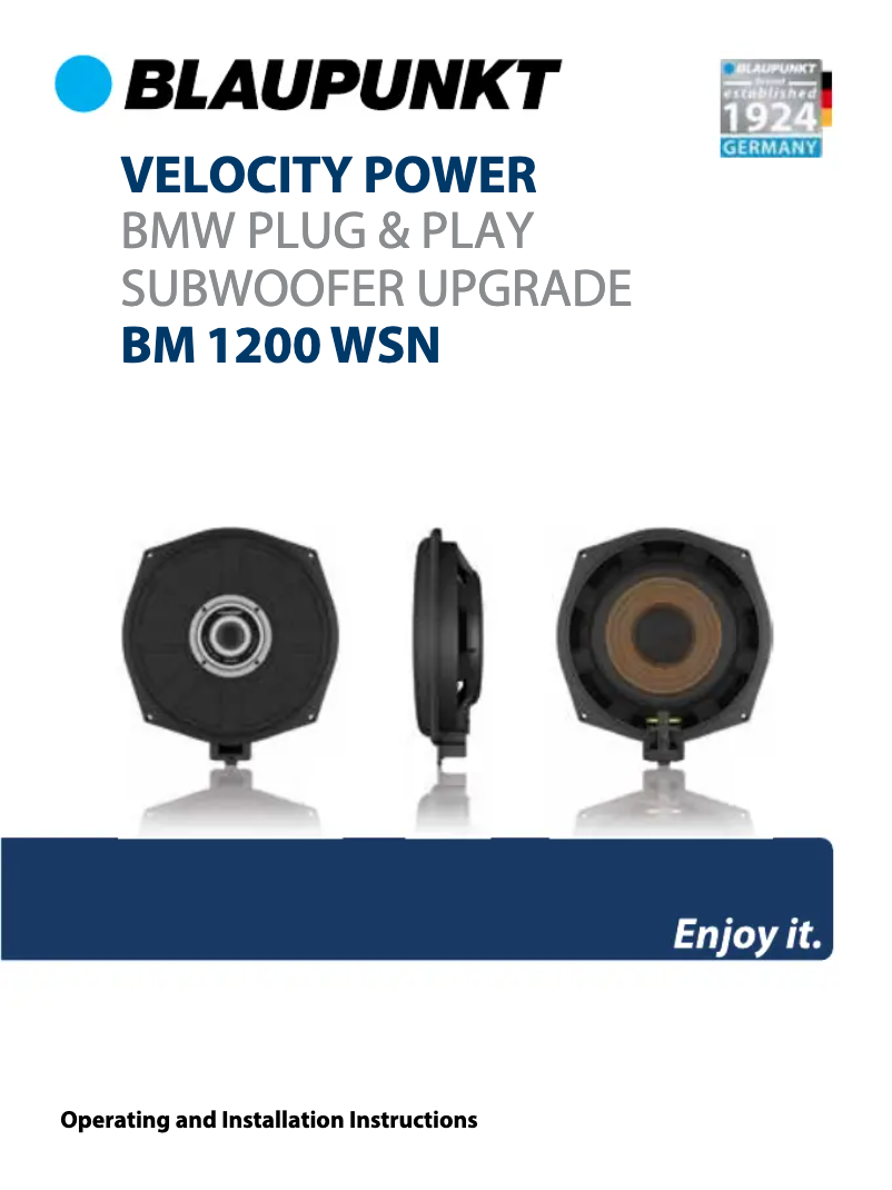 Page 1 de la notice Manuel utilisateur Blaupunkt BM 1200 WSN
