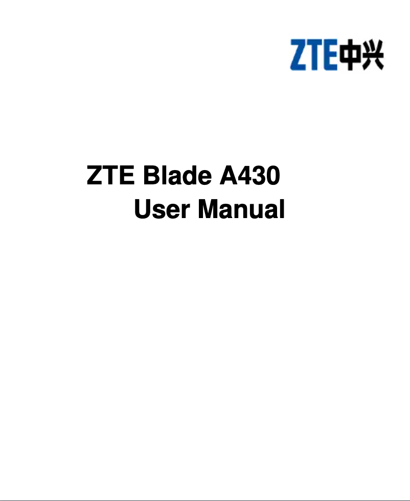 Page 1 de la notice Manuel utilisateur ZTE Blade A430