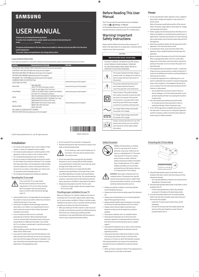 Page n°1 - Manuel utilisateur Samsung Q80A Series QA65Q80AAWXXY