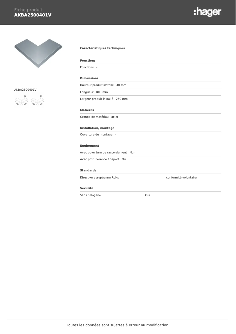 Image de la première page du manuel de l'appareil AKBA2500401V