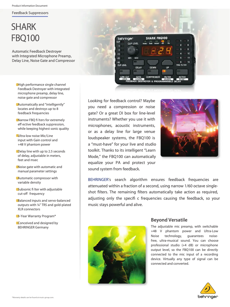 Page n°1 - Fiche technique Behringer Shark FBQ100
