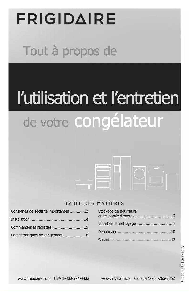 Page n°1 - Manuel utilisateur Frigidaire FFCS0922AW