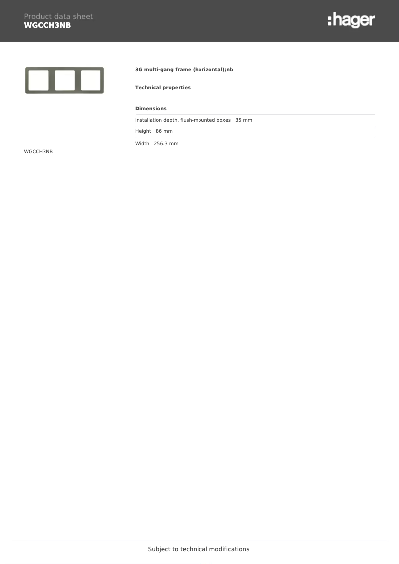 Page n°1 - Fiche technique Hager WGCCH3NB