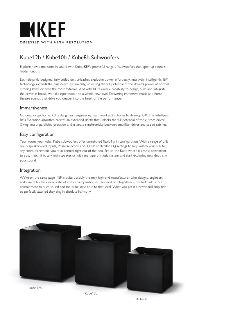 Página 1 del manual Ficha técnica KEF Kube 10b