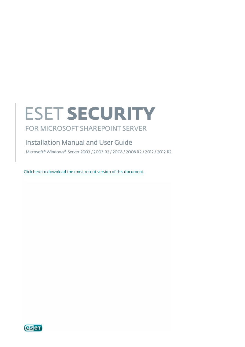 Page n°1 - Manuel utilisateur ESET Security for Microsoft SharePoint Server