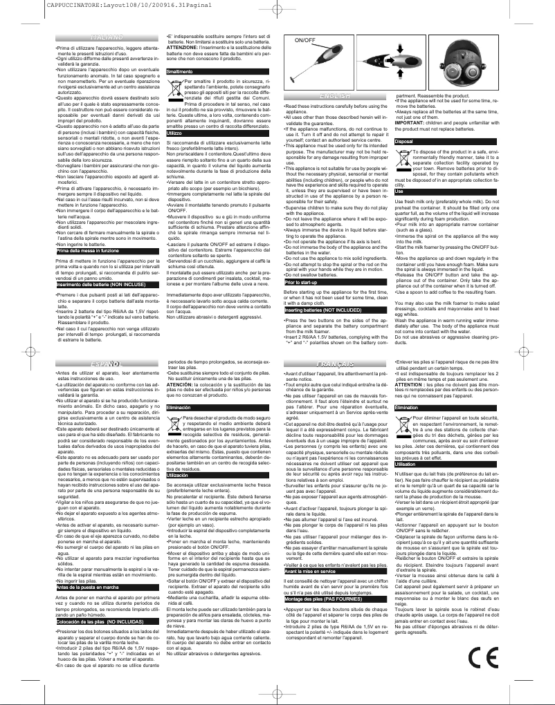 Page n°1 - Manuel utilisateur Polti Cappuccinatore