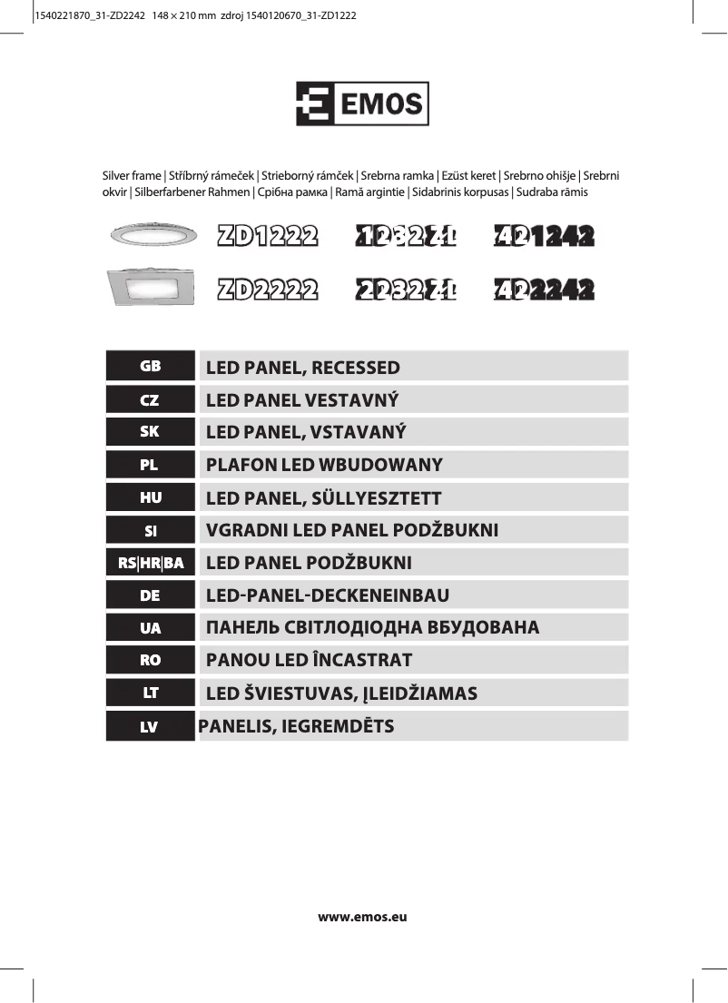 Page n°1 - Manuel utilisateur Emos ZD2242