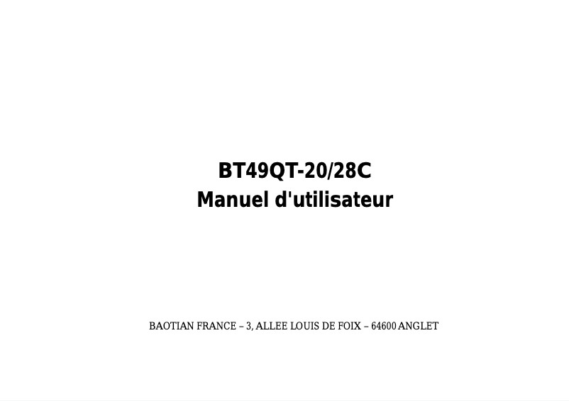 Page 1 de la notice Manuel utilisateur Baotian BT49QT-20