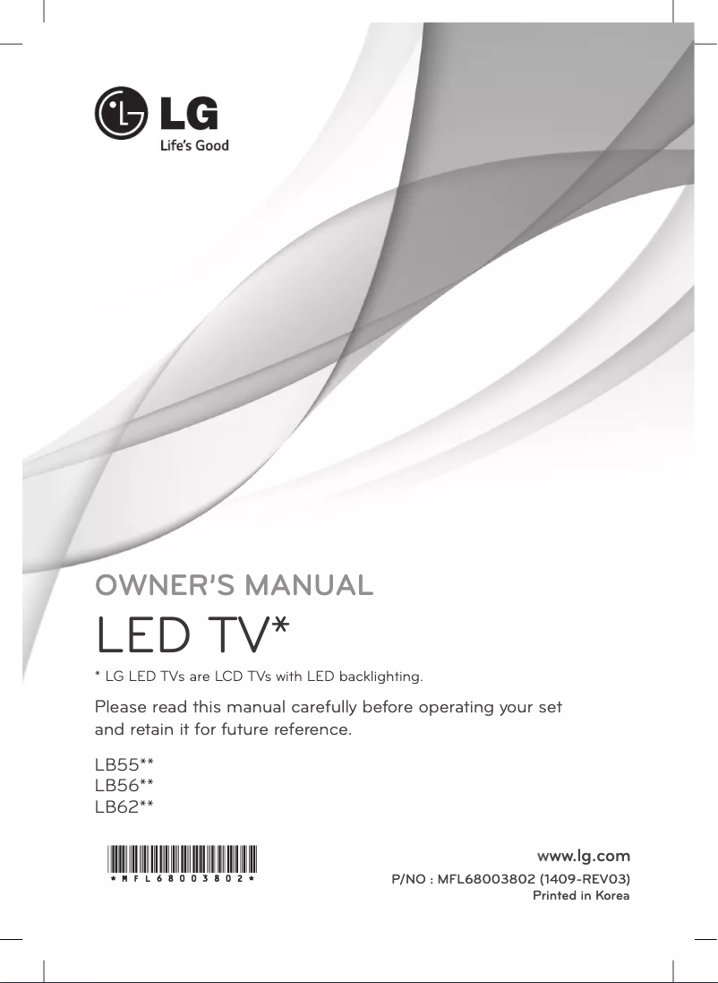 Page n°1 - Manuel utilisateur LG 55LB626V