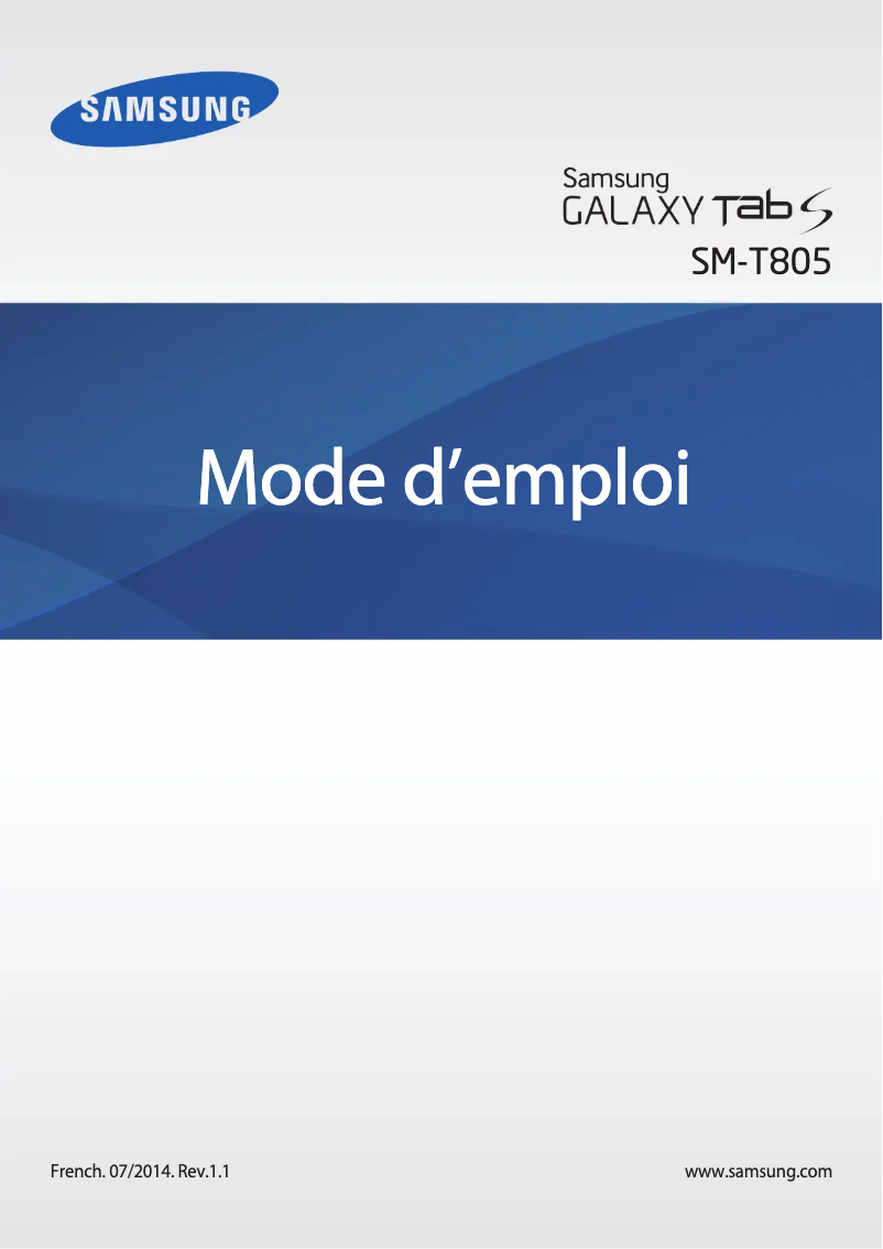 Image de la première page du manuel de l'appareil Galaxy Tab S