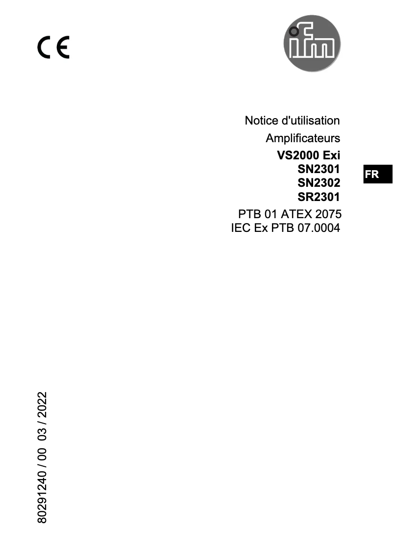 Page n°1 - Manuel utilisateur IFM SN2302