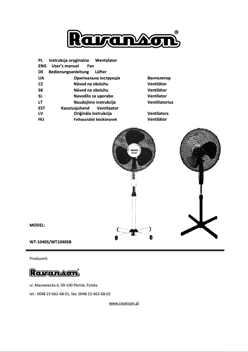 Imagen de la primera página del manual del dispositivo WT-1040SB