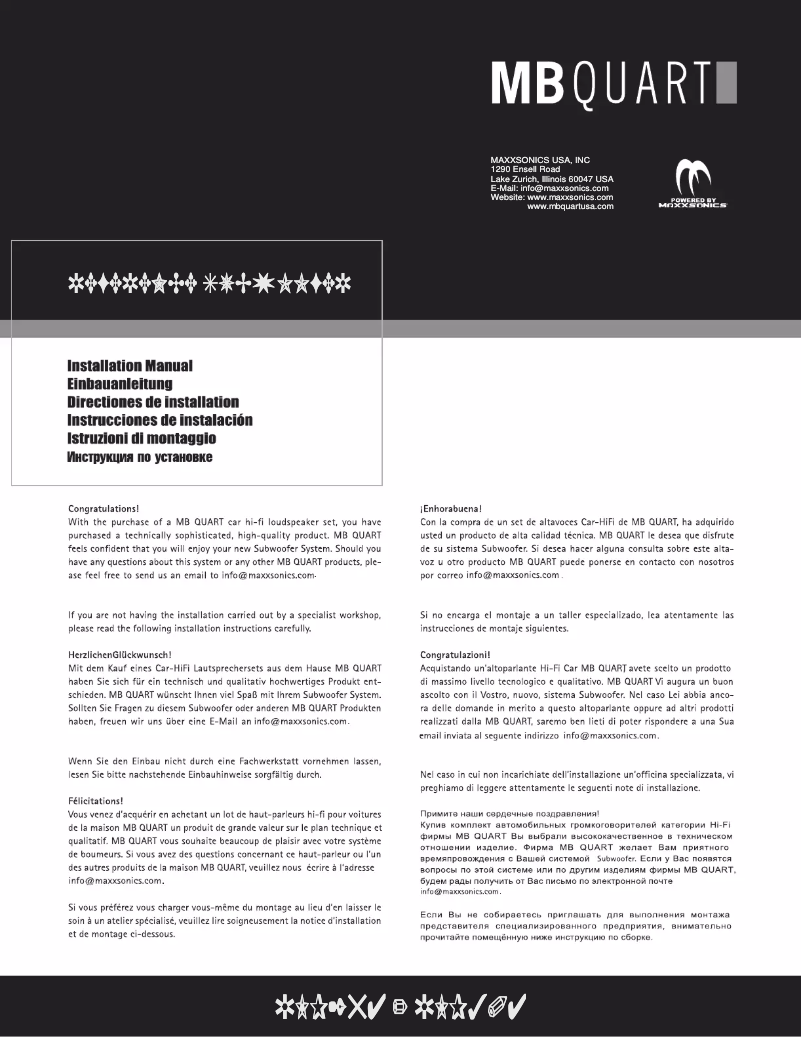 Page n°1 - Manuel utilisateur MB Quart RLP254