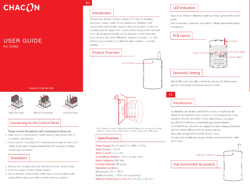 Page n°1 - Manuel utilisateur Chacon 34952