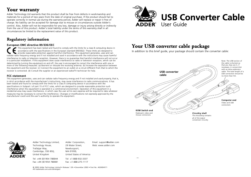 Image de la première page du manuel de l'appareil CCUSB
