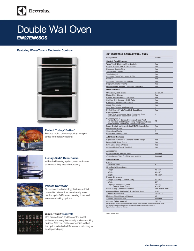 Page n°1 - Fiche technique Electrolux EW27EW65GS