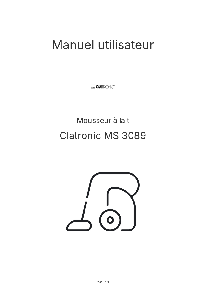 Page n°1 - Manuel utilisateur Clatronic MS 3089