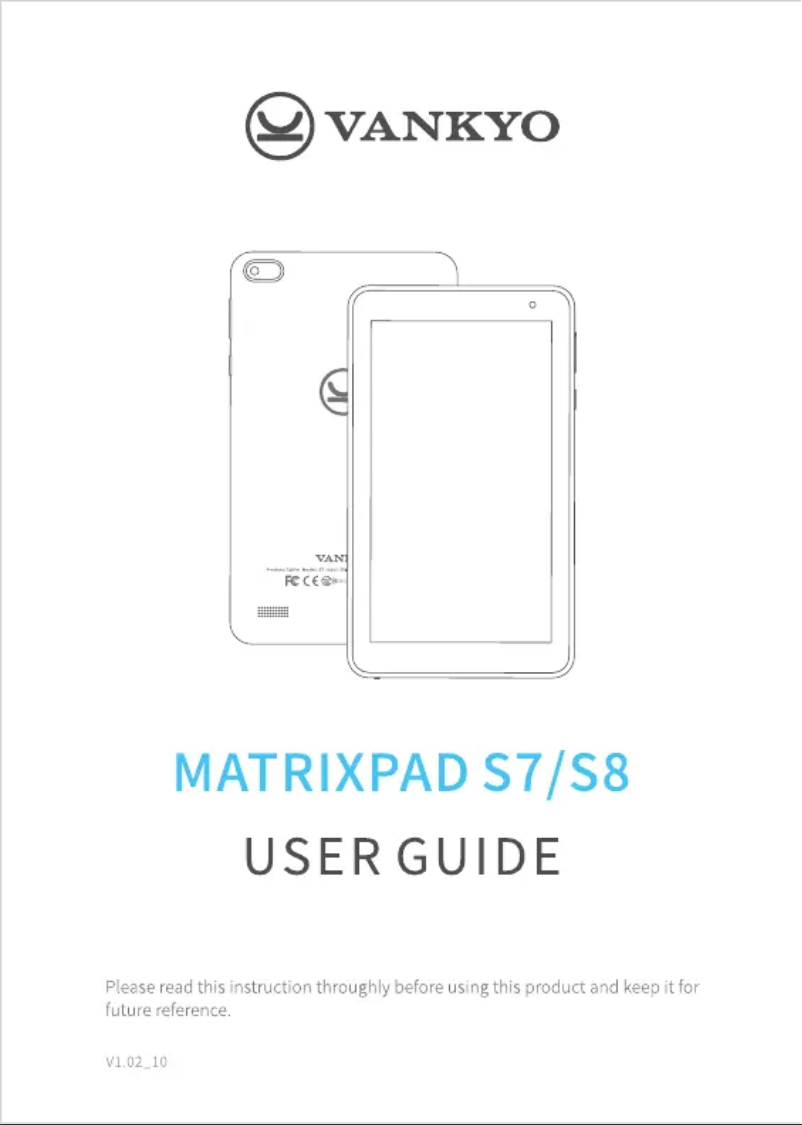 Page 1 de la notice Manuel utilisateur Vankyo MatrixPad S8