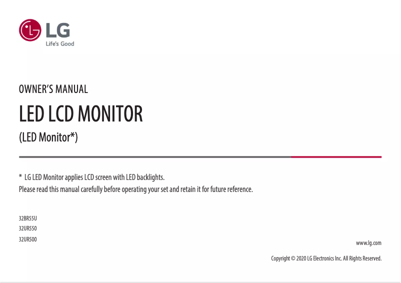 Image de la première page du manuel de l'appareil 32BR55U