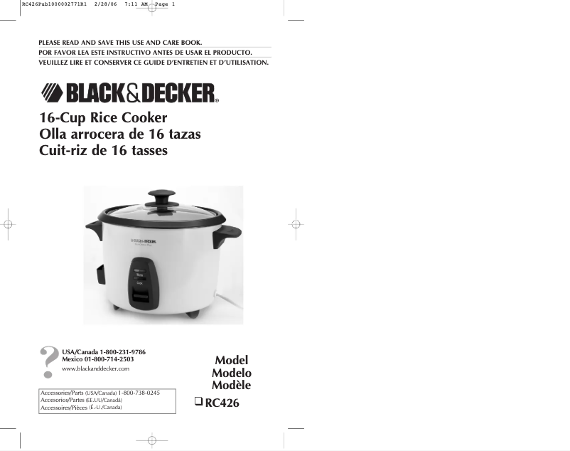 Page 1 de la notice Manuel utilisateur Black & Decker RC426