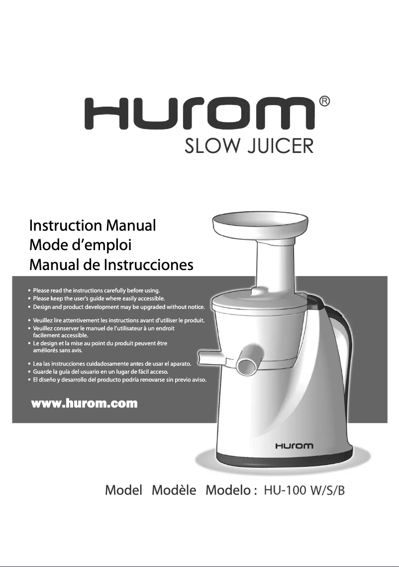 Page n°1 - Manuel utilisateur Hurom HU-100