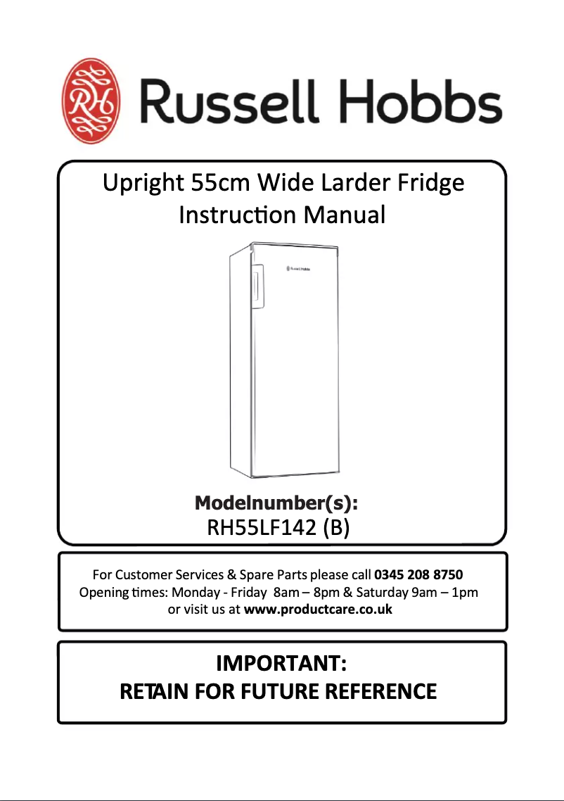 Page n°1 - Manuel utilisateur Russell Hobbs RH55LF142B