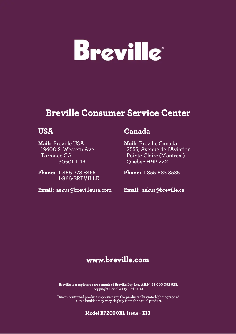 Image de la première page du manuel de l'appareil The Crispy Crust BPZ600