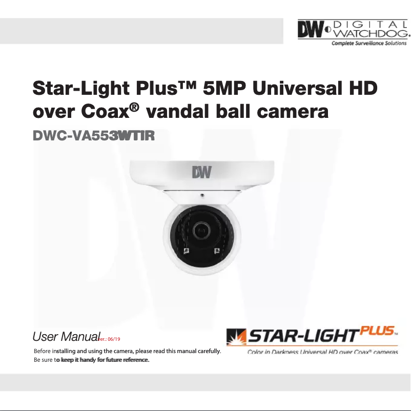 Page 1 de la notice Manuel utilisateur Digital Watchdog Star-Light Plus DWC-VA553WTIR