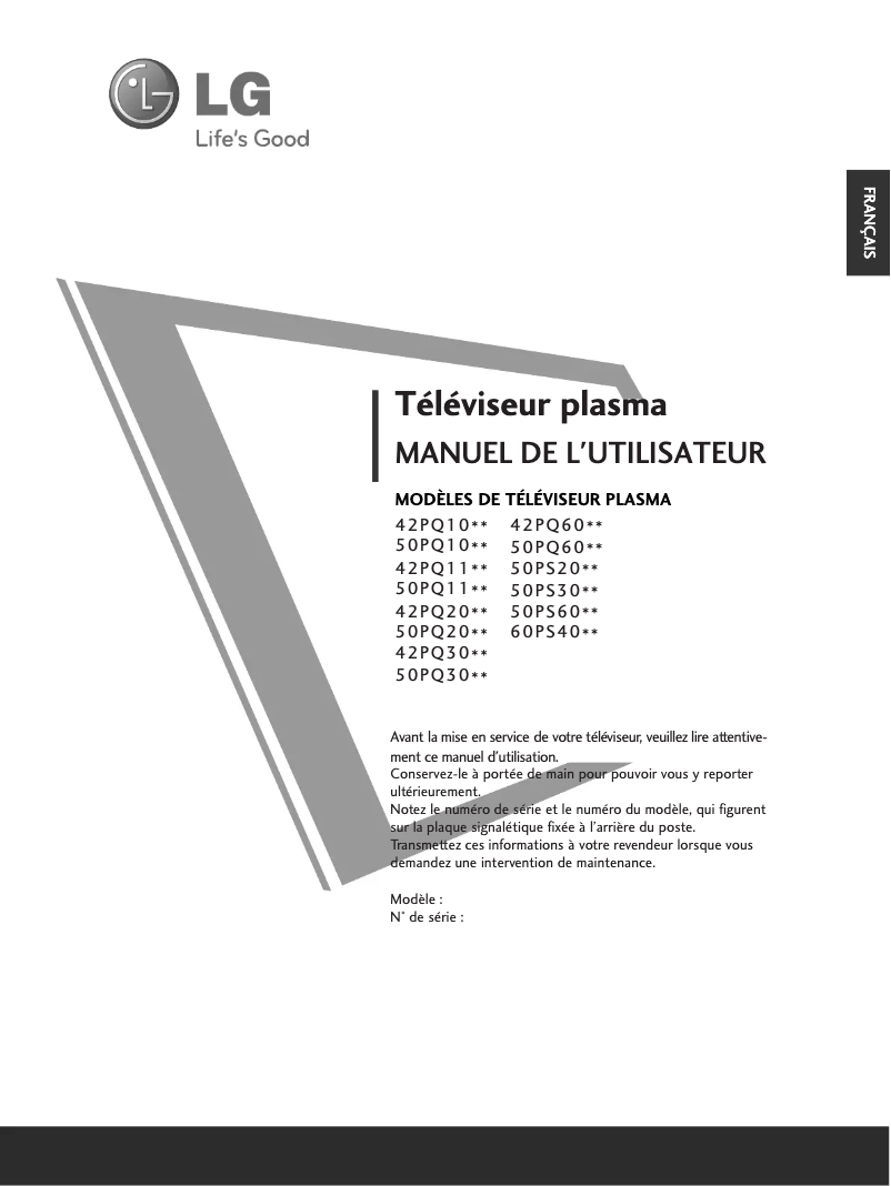 Page n°1 - Manuel utilisateur LG 50PQ1100