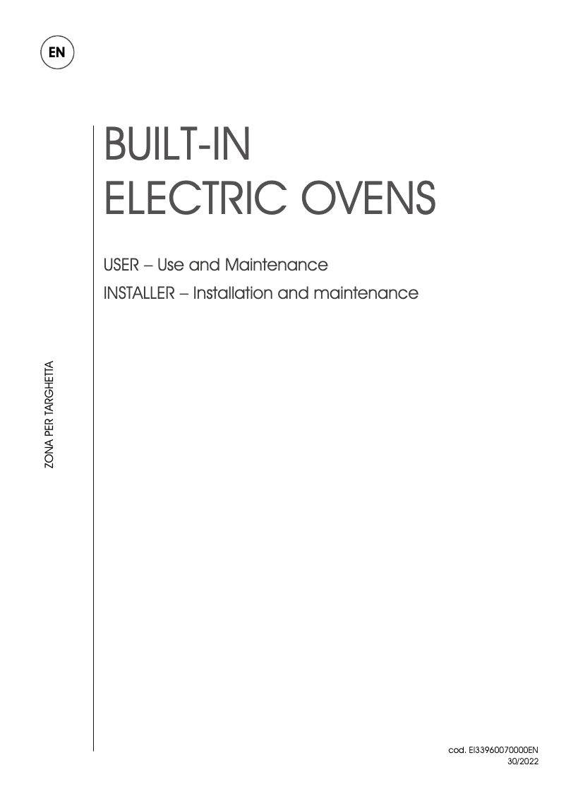 Page n°1 - Manuel utilisateur Ilve OV30STCT3