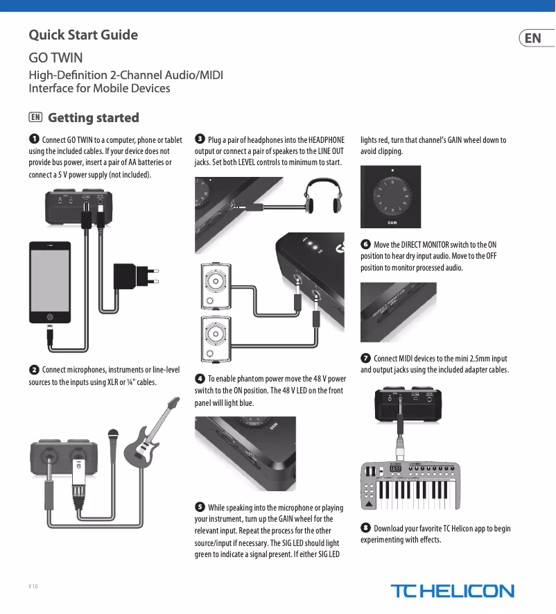 Page n°1 - Guide de démarrage rapide TC Helicon GO Twin