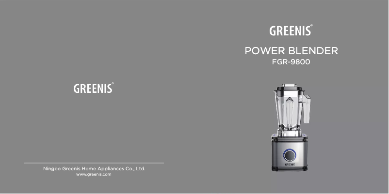 Page n°1 - Manuel utilisateur Greenis Power Blender FGR-9800