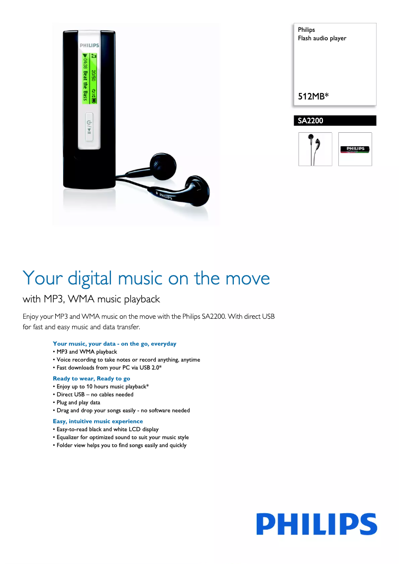 Page n°1 - Brochure Philips SA2200