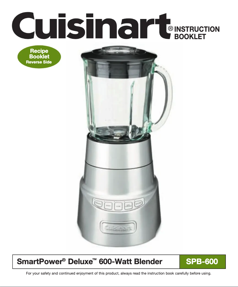 Page n°1 - Manuel utilisateur Cuisinart SmartPower Deluxe SPB-600