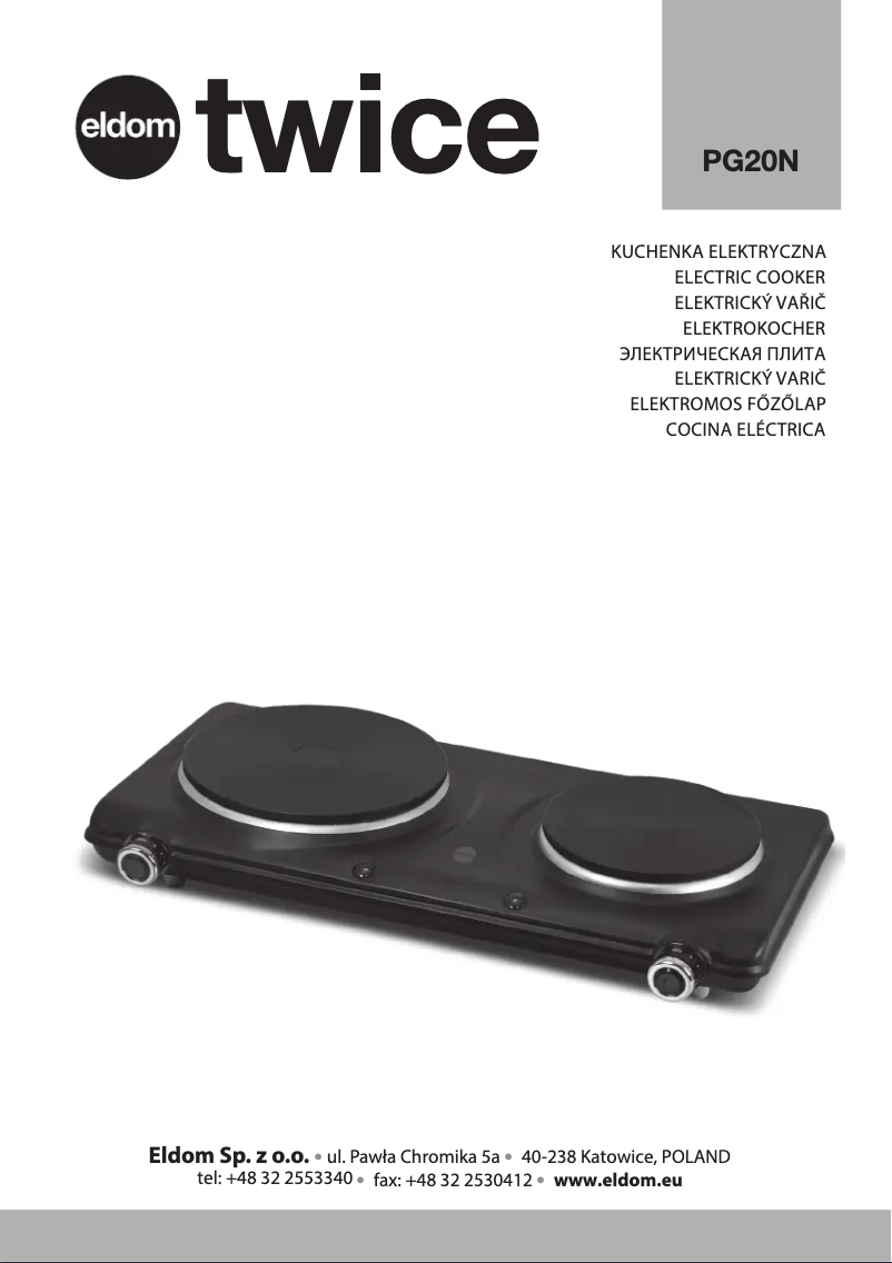 Page 1 de la notice Manuel utilisateur Eldom Twice PG20