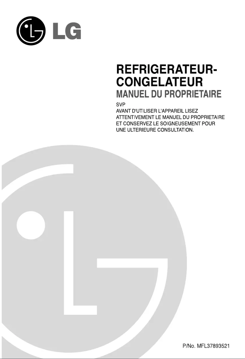 Page 1 de la notice Manuel utilisateur LG GR-B712YTS