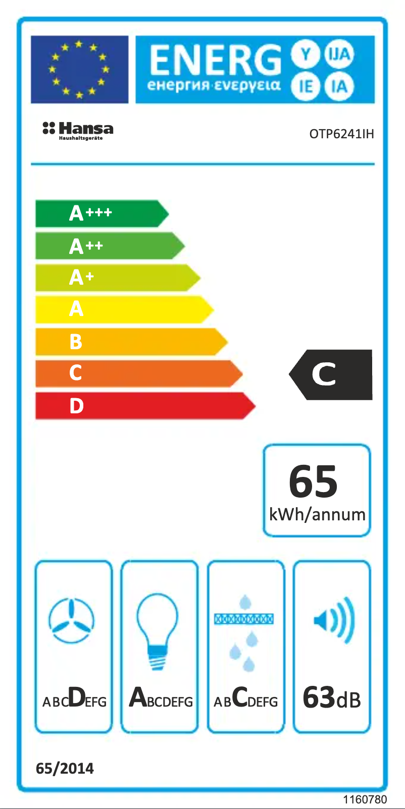 Page n°1 - Label énergétique Hansa OTP6241IH
