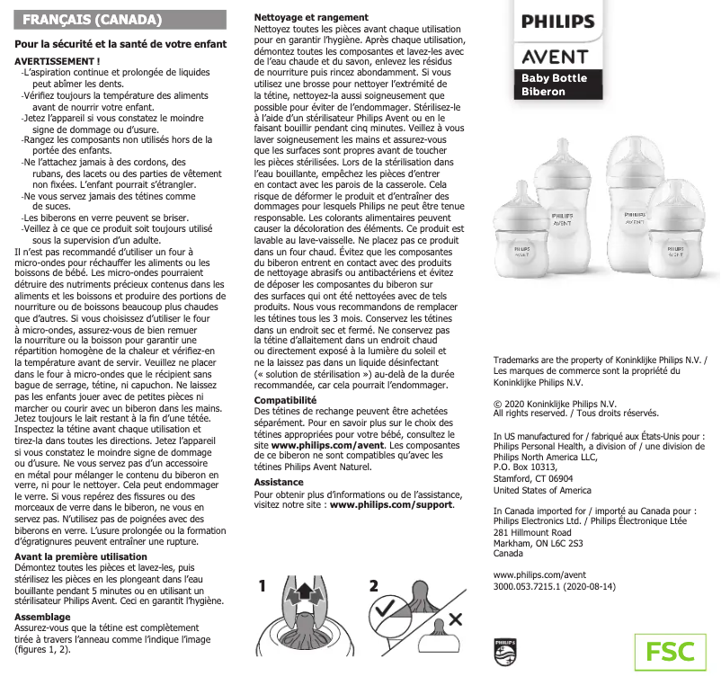 Page 1 de la notice Manuel utilisateur Philips Avent SCD838