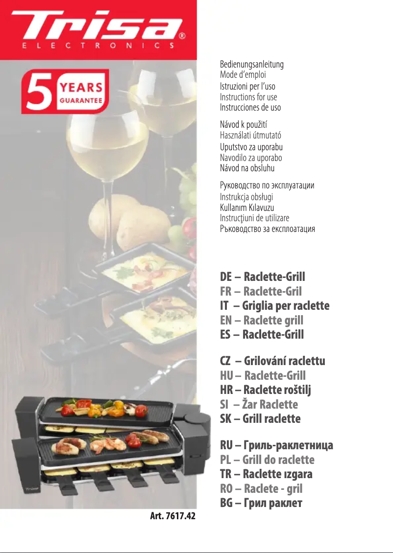 Page n°1 - Manuel utilisateur Trisa Raclette & Brunch