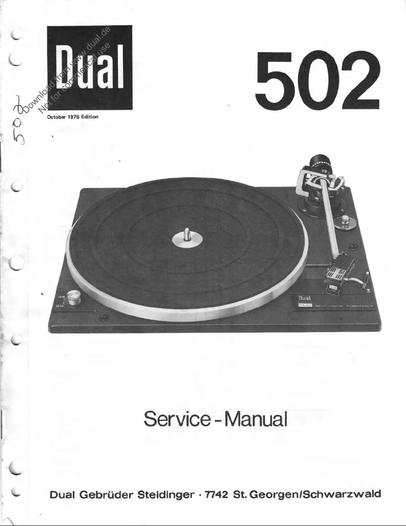 Page n°1 - Manuel utilisateur Dual 502